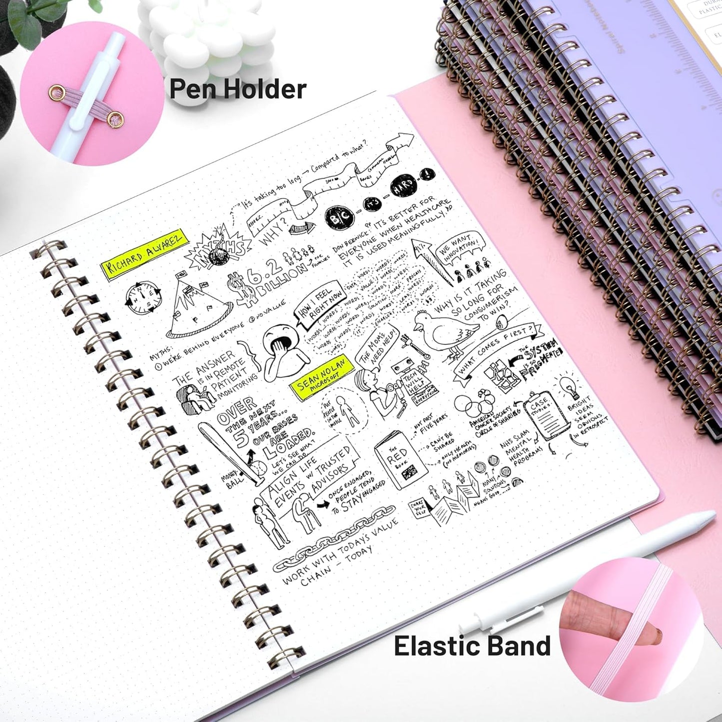 Yoment Graph Paper Spiral Notebook A5 Graphing Notebook 160 Pages Graph Paper Notebook Spiral Bound Waterproof Plastic Hardcover Spiral Journal 5x7 Grid Notebooks for Note Taking,Black