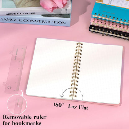Yoment Graph Paper Spiral Notebook A5 Graphing Notebook 160 Pages Graph Paper Notebook Spiral Bound Waterproof Plastic Hardcover Spiral Journal 5x7 Grid Notebooks for Note Taking,Black