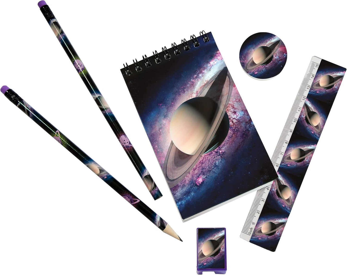 Deluxebase Wild Stationery Set - Dolphin from Animal Stationery Sets with 2 Pencils, Eraser, Pencil Sharpener, Ruler & Cute Notebook. Ideal Office Supplies, Desk Accessories & College Essentials.