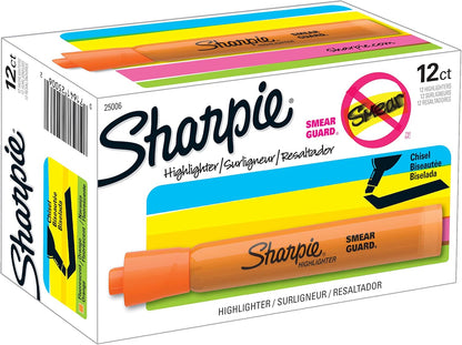 Sharpie Tank Style Highlighters, Chisel Tip, Fluorescent Orange, Box of 12