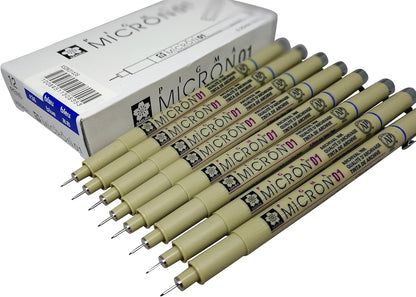 Sakura Pigma Micron pen 01 Blue ink marker felt tip pen, Archival pigment ink pens for artist, zentangle, technical drawing pens - 8 pack of Micron 01 Blue