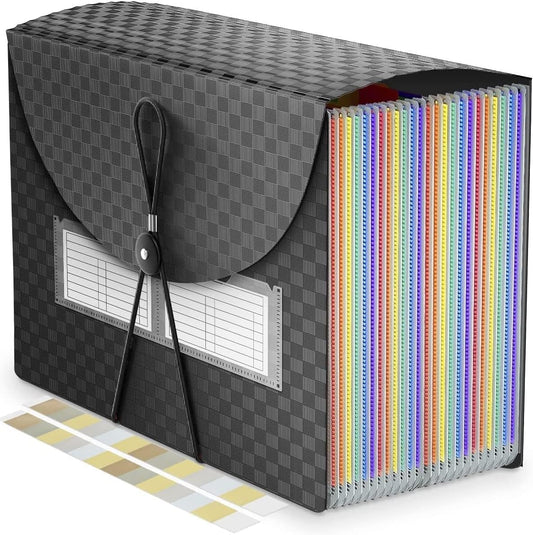 25 Pockets Accordion File Organizer with Handle, Expanding File Folders,Important Papers Document Organizer,Expandable,Durable,Perfect Portable Filing Box for Office,Home,A4/Letter Size,a-z Tab