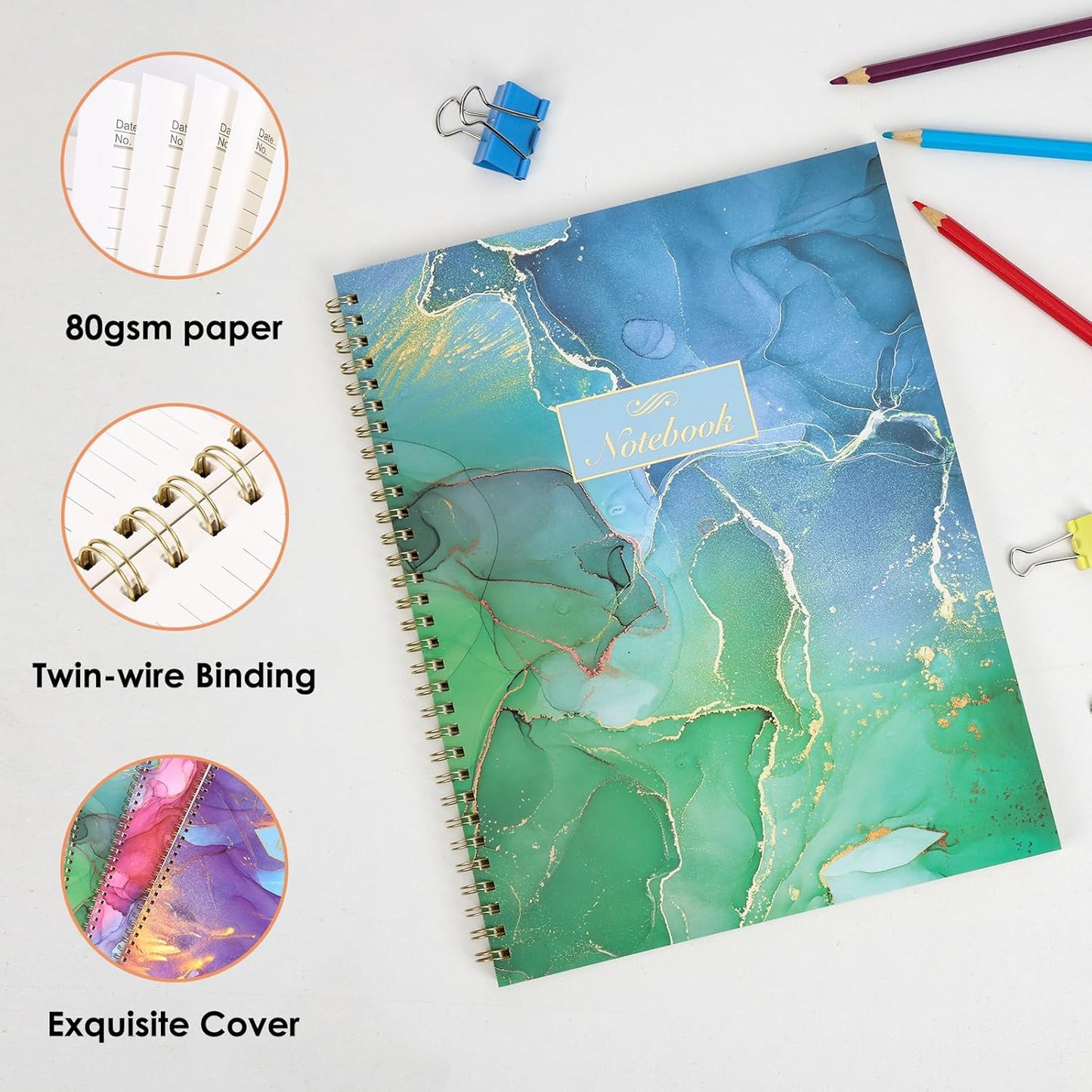 LABUK 3 Pack Spiral Notebook Journal for Women College Ruled Notebook 120 Pages A4 Aesthetic Journaling Notebooks for Work School Office Home, 8.5 x 11 Inches Notebooks for Valentine Gifts