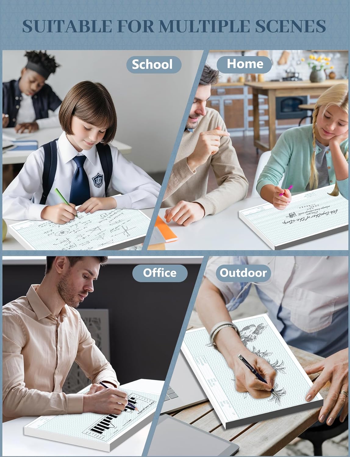 11x17 Large Graph Paper Pad, Top Glue Binding Grid Paper, 50 Sheets 1/4 Inch Graph Papers, 4x4 Quad Ruled Graphing Papers 11x17, Blueprint Quadrille for Drawings, Drafting
