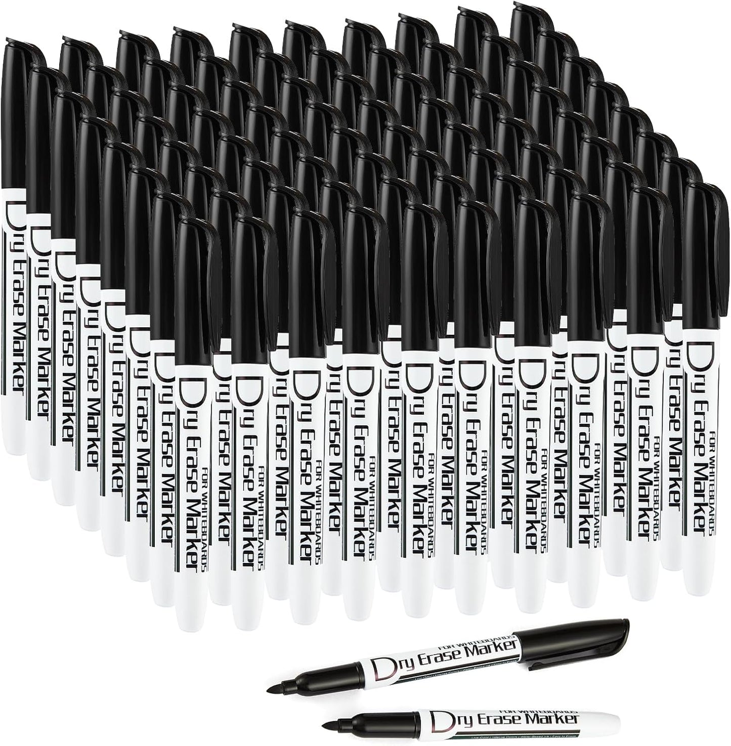 Volcanics Black Dry Erase Markers Low Odor Fine Whiteboard Markers Thin Box of 30