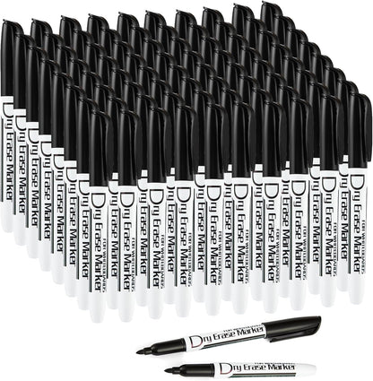 Volcanics Black Dry Erase Markers Low Odor Fine Whiteboard Markers Thin Box of 30