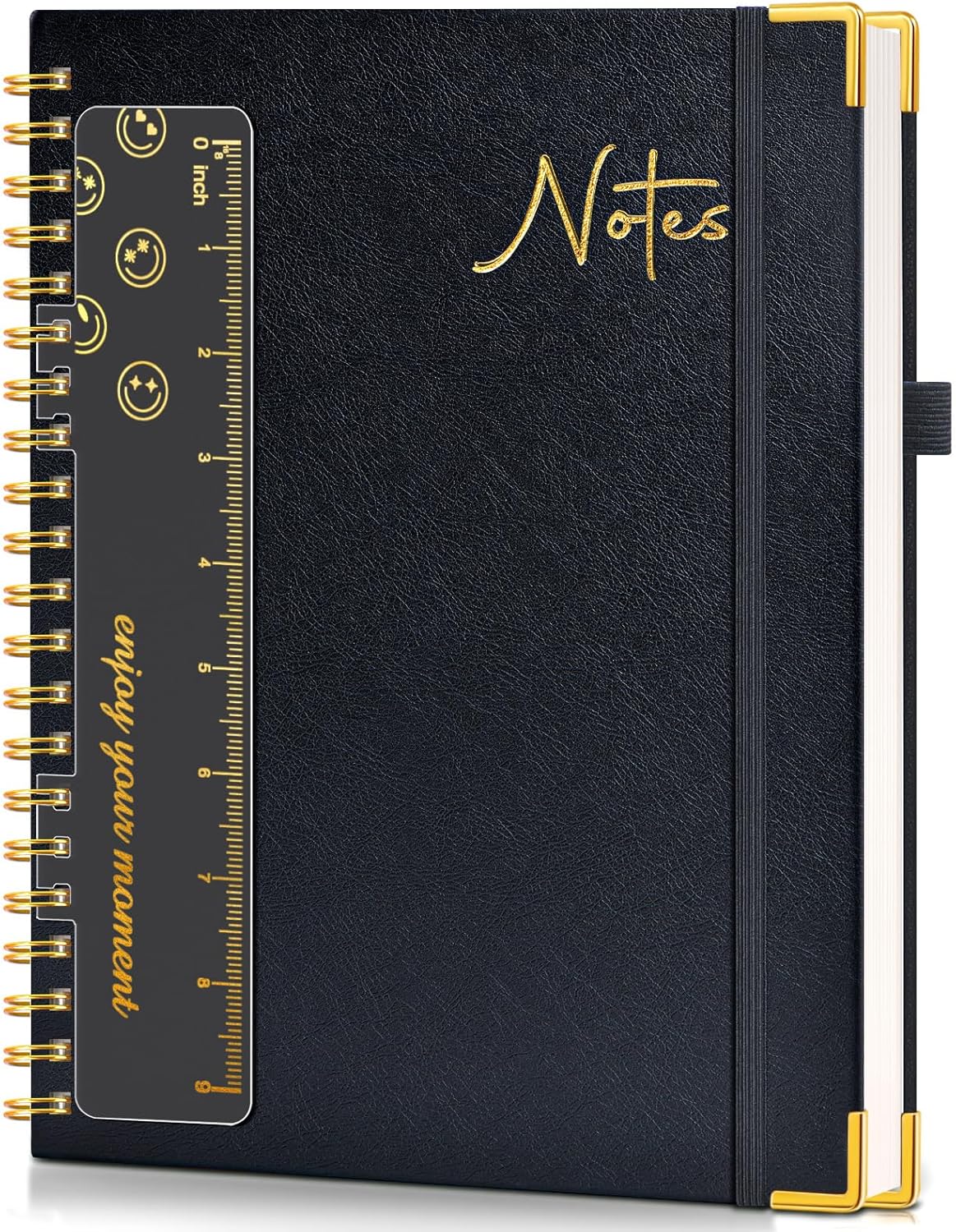 Hardcover Spiral Notebook Journal 8.5” x 11”, A4 Large Leather Notebooks for Women Men, Lined College Ruled Notebook, 50 Sheets/100 Pages, Spiral Bound Journals for Work School Note Taking, Green