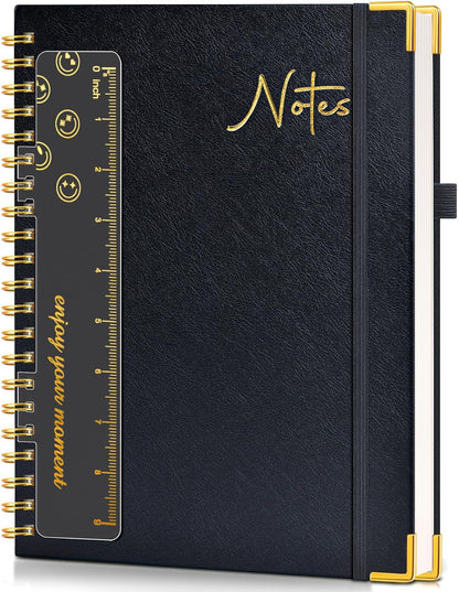 Hardcover Spiral Notebook Journal 8.5” x 11”, A4 Large Leather Notebooks for Women Men, Lined College Ruled Notebook, 50 Sheets/100 Pages, Spiral Bound Journals for Work School Note Taking, Green