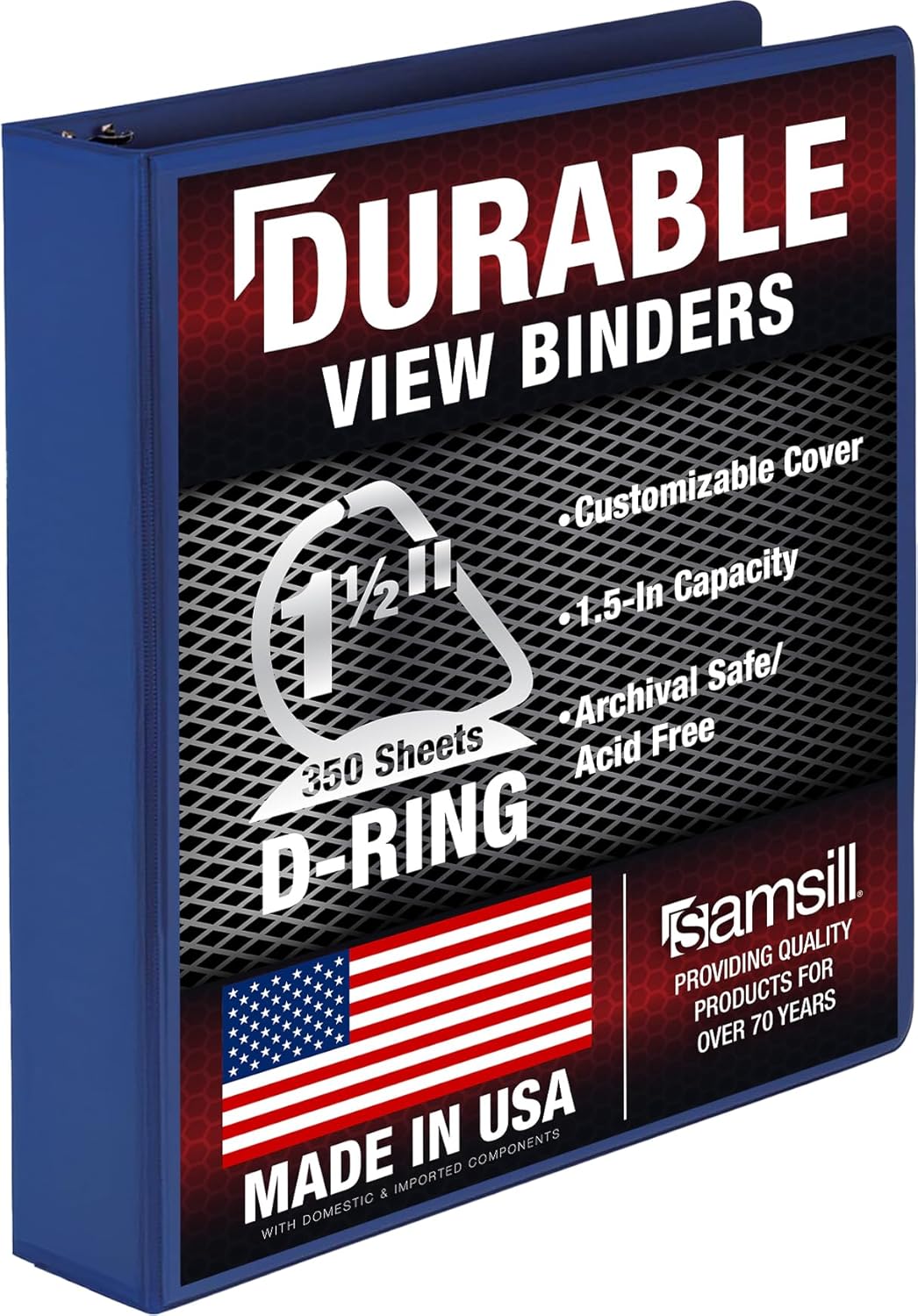 Samsill Durable 4 inch 3 Ring Binder, D Ring Binder, 100% Recycled Chipboard, Black, 2 Pack