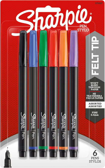 Sharpie 1976527 Pen, Fine Point, Assorted Colors, 6-Count