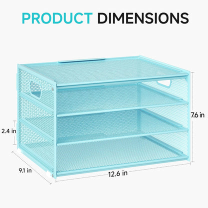 Lavatino 3-Tier Letter Tray Desk Organizer, Mesh Metal Paper File Tray Organizer for Desk, Office Supplies & Home Organization, Fits A4 Paper, Mail, Magazines & Office Accessories (Black with Handle)
