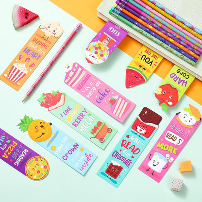 Teling 60 Pcs Inspirational Scented Pencils and Scented Bookmarks Sets Funny Smelly Pencils with Eraser Theme Bookmarks Cute Stationery Bulk for Reading Rewards Party Favors(Vivid)