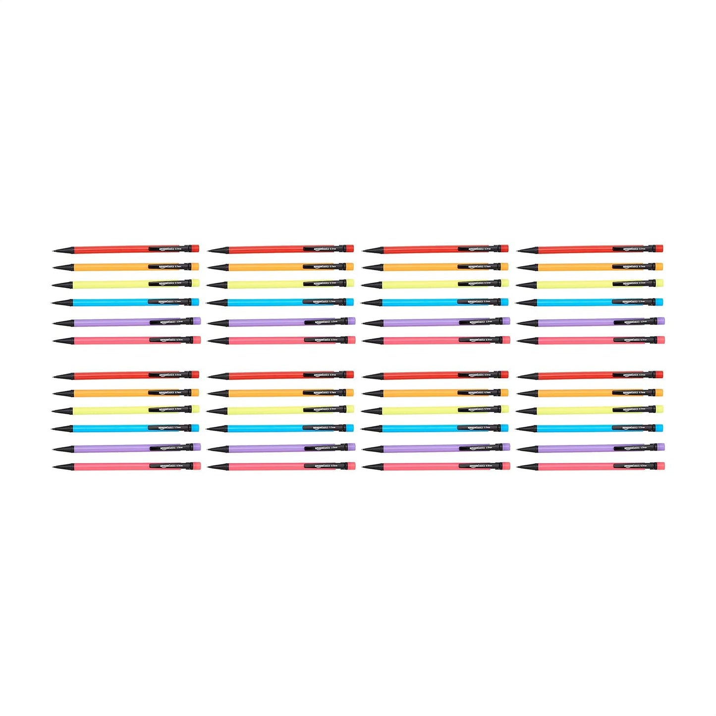 Amazon Basics Mechanical Pencils 0.7mm for Writing, Drawing, School and Office Supplies, Multicolor, 24-Pack