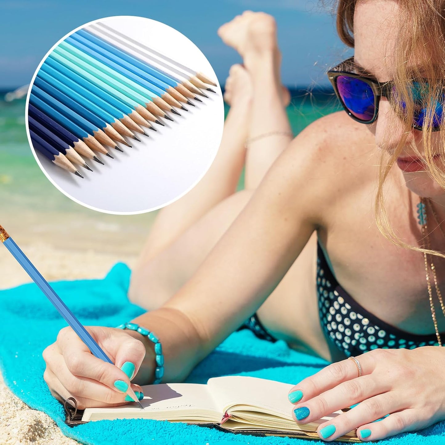 TecUnite 60 Pcs HB Pencils #2 Unsharpened Wood Cased Pencils with Eraser Hexagonal Pencil Cute Graphite No 2 Pen for Adults Gifts Exam School Office Sketching Learning (Wood Color, Silver)