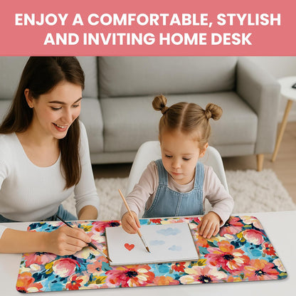 Large Mouse Pad for Desktop, Cute Desk Mat Pad Protector for Work & Gaming, Aesthetic Pretty Anti-Slip Laptop Blotter Cover for Office School Home Supplies, Wildflowers, 31.5" x 11.8"