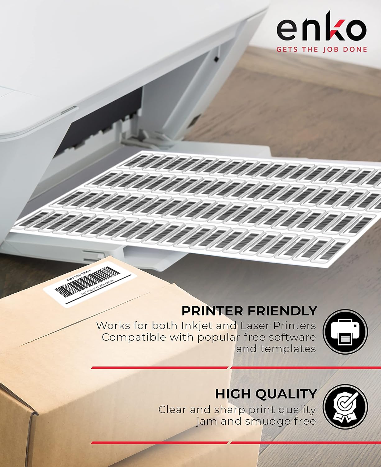 enKo 1 x 2-5/8 Inch 30 Up Return Mailing Address Labels White Printable FBA Labels (100 Sheets, 3000 Labels)