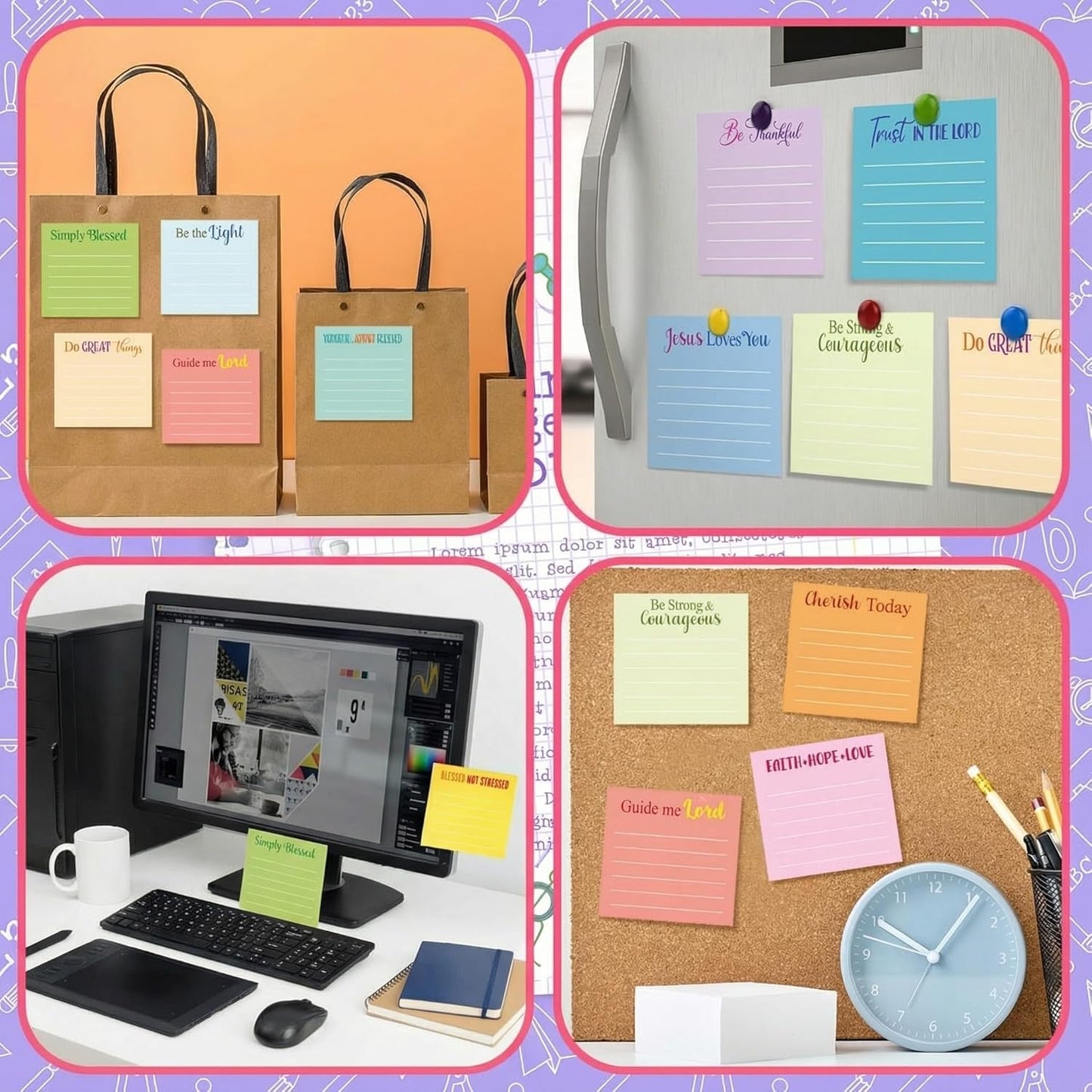 Yinder 48 Pcs Inspirational Sticky Notes Cute Motivational Sticky Notes Pad End of Year Employee Appreciation Gifts Bulk for Teacher Nurse Coworkers Office Supplies 3 x 3'' (Thank You,Dark Color)