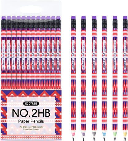ECOTREE Pencils #2 Pre-Sharpened Pencils for Kids Number 2 Pencil with Erasers for School, Writing, 12 Count