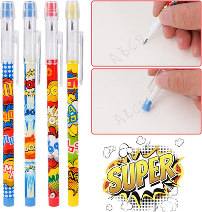 Kolewo4ever 48pcs HB Hero Pencils Kawaii Cute Multipoint Pencil Push Translucent Non Sharpening Stackable Pencils Pop Up Plastic Pencil for Classroom Rewards Carnival Prizes (Hero)