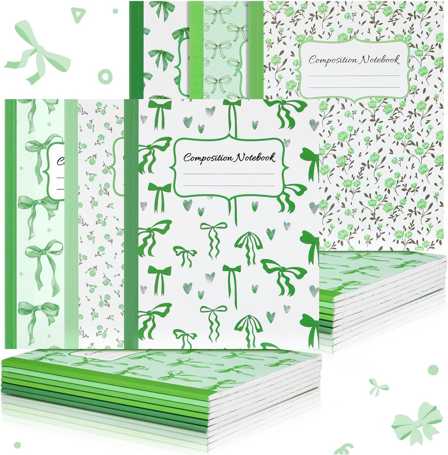 Fullhawl 6 Pcs Bow Composition Notebooks, Preppy Coquette Notebook College Ruled Journal, 110 Page, Cute Back to School Gift for Teacher, Student, First Day of Schooll(Pink,9-3/4 x 7-1/2")