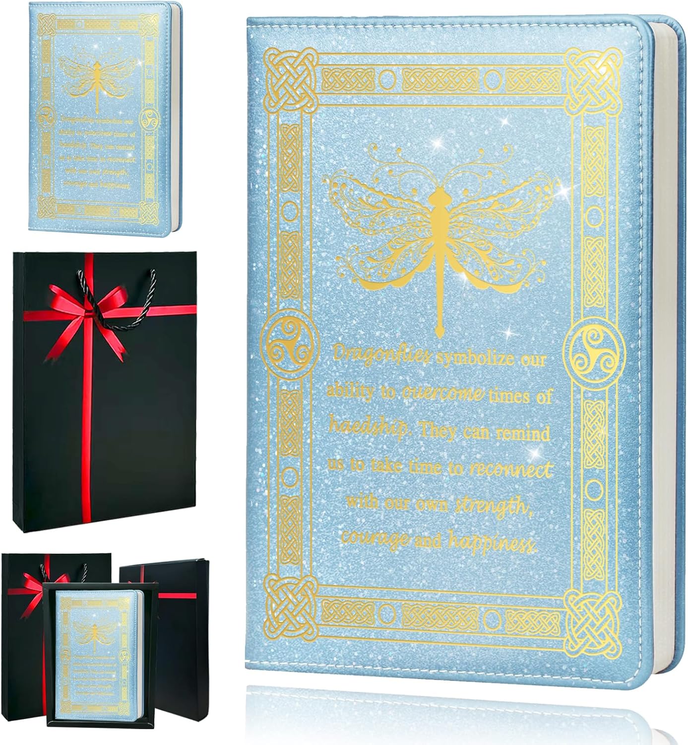 Dragonfly Gifts for Women,Journal for Women,A5 Hardcover Leather Journal - 200 Pages Premium Paper Notebook, Journal Notebook for School, Work (Dragonfly Pink)