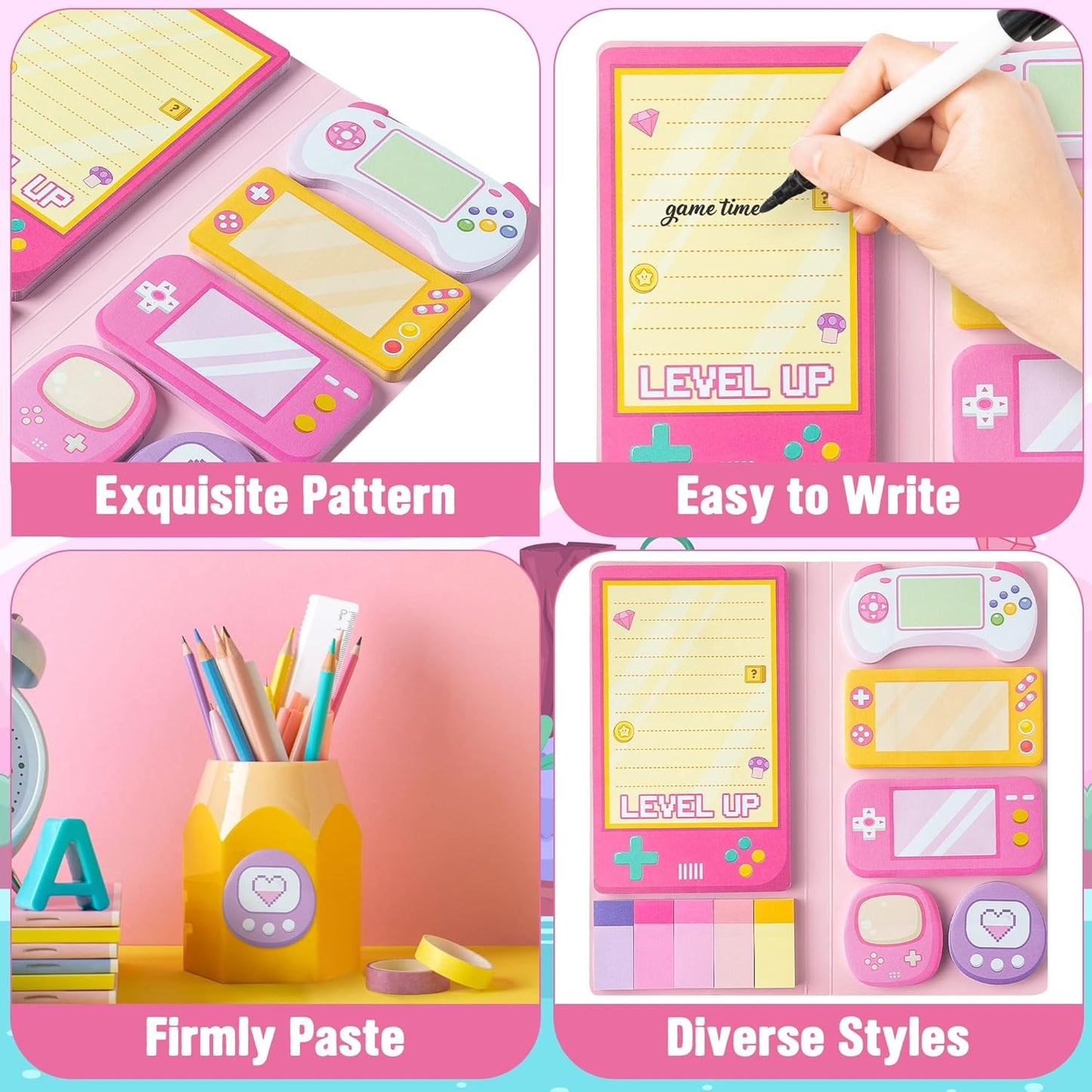 B1ykin Cute Sticky Notes Set - Stay Alive Skeleton Shaped Self-Stick Notes Pad, 550 Sheets Writing Memo Pages Sticky Notepad for Teacher Appreciation Gifts, School Office Supplies (Funny Skeleton) - Colors A