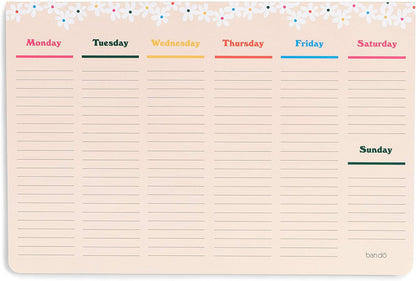 ban.do Weekly Planner Notepad, Desk Planner/Calendar Pad with 52 Sheets, Undated Weekly Desktop Calendar/Agenda (Pink/Green)