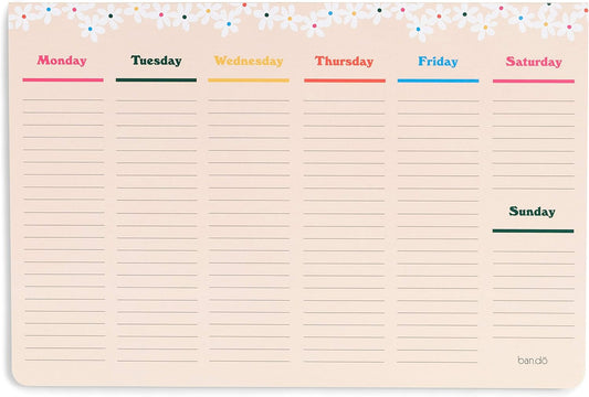 ban.do Weekly Planner Notepad, Desk Planner/Calendar Pad with 52 Sheets, Undated Weekly Desktop Calendar/Agenda (Pink/Green)