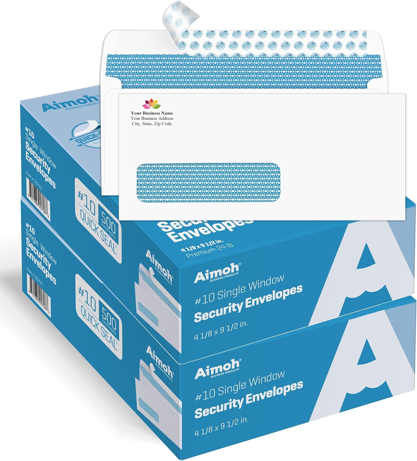 Aimoh 500#10 Single Left Window SELF Seal Security Envelopes - Super Strong Quick-Seal Self Sealing Closure, Security Tinted, Size 4-1/8 x 9-1/2 Inches, 24 LB - 500 Count (35210)