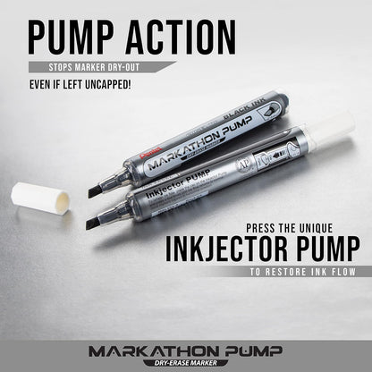 Pentel Markathon Pump Dry Erase Marker, Chisel Tip, Black Ink, 4 Pack (MWL6SXBP4A)