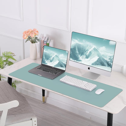 Large Desk Mat 47.2" x 17" Leather Desk Pad Protector with Natural Cork & PU Leather, Non-Slip Office Desk Mat, Large Mouse Pad, Waterproof Desk Blotter pad for Office&Home(Black)