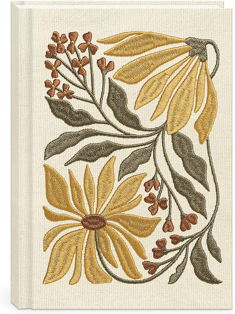 Lady Jayne Embroidered Canvas Hardcover Journal with 192 Lined Pages, 6” x 8.5” – Flower Market Poppy (83289)