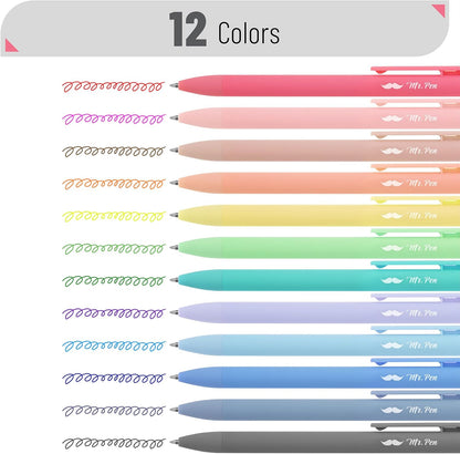 Mr. Pen- Retractable Gel Pens, 12 Pack, Colorful Ink, Fine Point 0.7mm, Fast Dry, Smooth Writing, Cute Pens for Drawing, Writing Planner and School Supplies