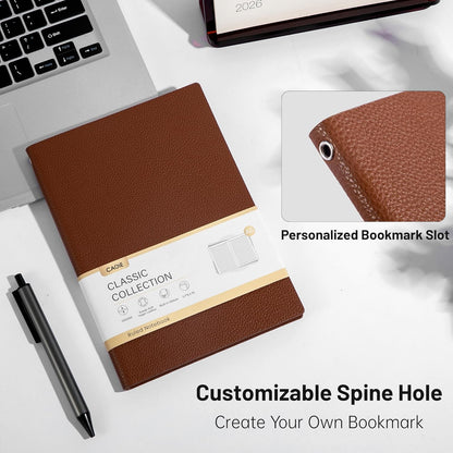 CAGIE Lined Journal Notebook for Men & Women,176 Pages A5 Medium Size, Softcover Leather Journals for Writing, College Ruled Notebook for Work & School, 100 GSM Thick Paper (5.7'' x 8.3'') (Burgundy)