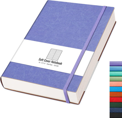 AHGXG 8.5''×11'' Notebook College Ruled - Large A4 Notebook Lined Journal - 320 Pages Thick Journal for Writing, 100gsm Thick Paper, Leather Softcover, for Work School - Black