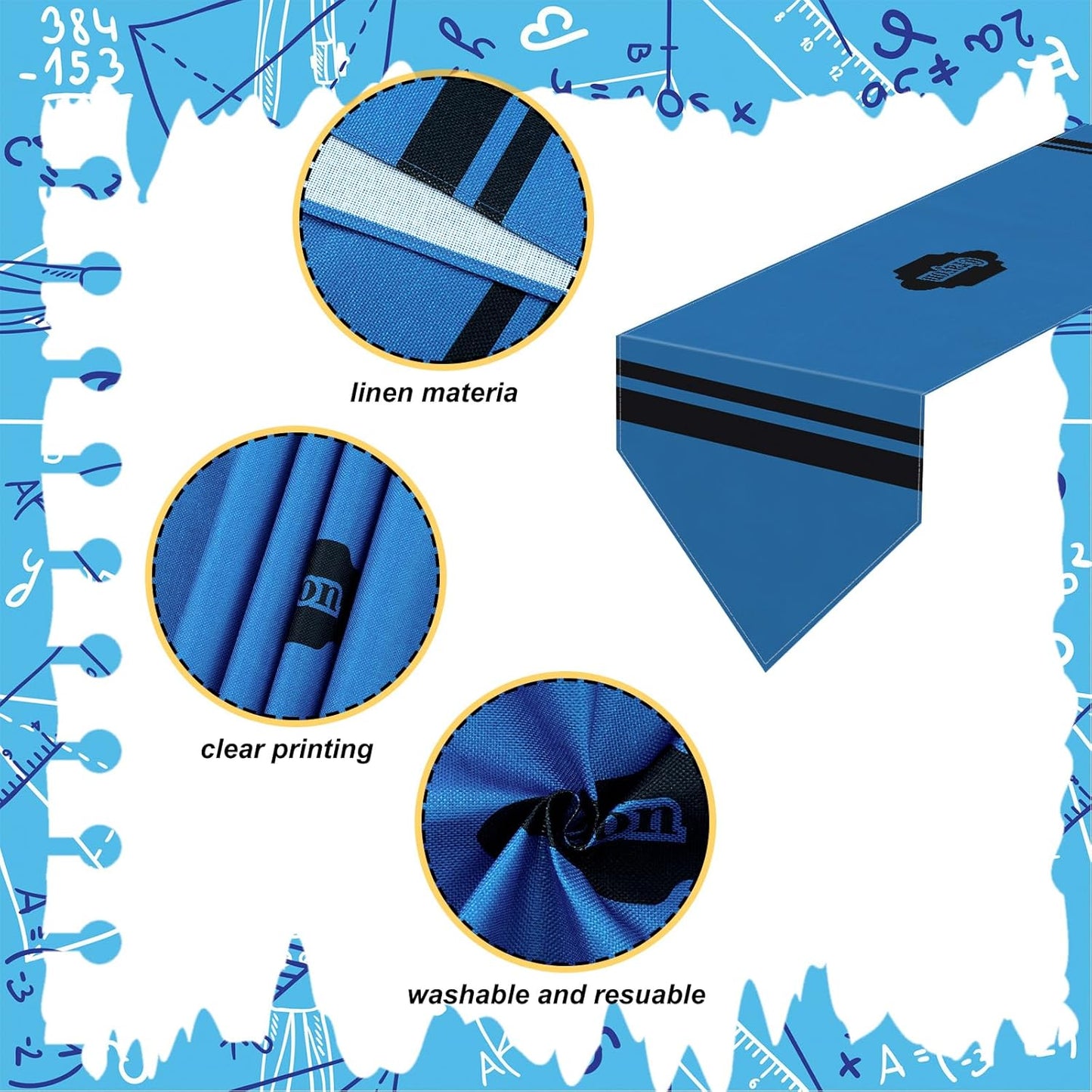 Breling 4 Pcs Preschool Graduation Decorations Table Runner Kindergarten Graduation Tablecloth Composition Pencil Crayon Ruler Notebook Table Runner for School Dining Room Classroom Party Decoration