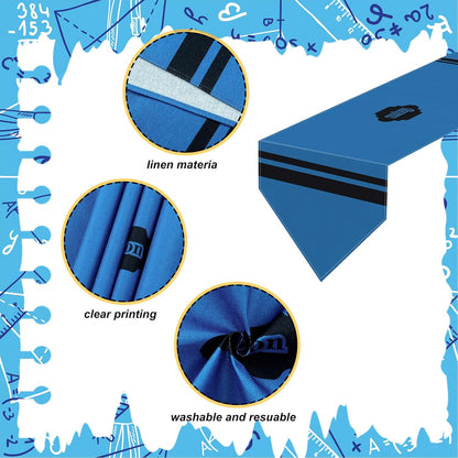 Breling 4 Pcs Preschool Graduation Decorations Table Runner Kindergarten Graduation Tablecloth Composition Pencil Crayon Ruler Notebook Table Runner for School Dining Room Classroom Party Decoration