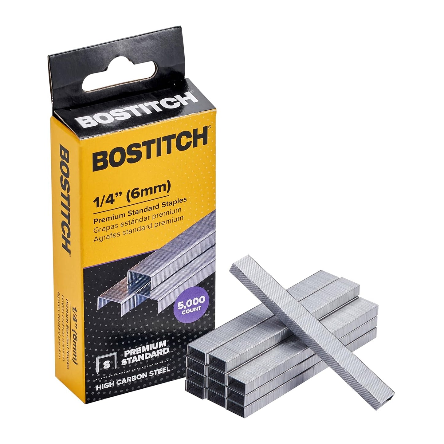 Bostitch Office Premium Standard Staples, 1/4" Full Strip, Box of 5,000 Staples