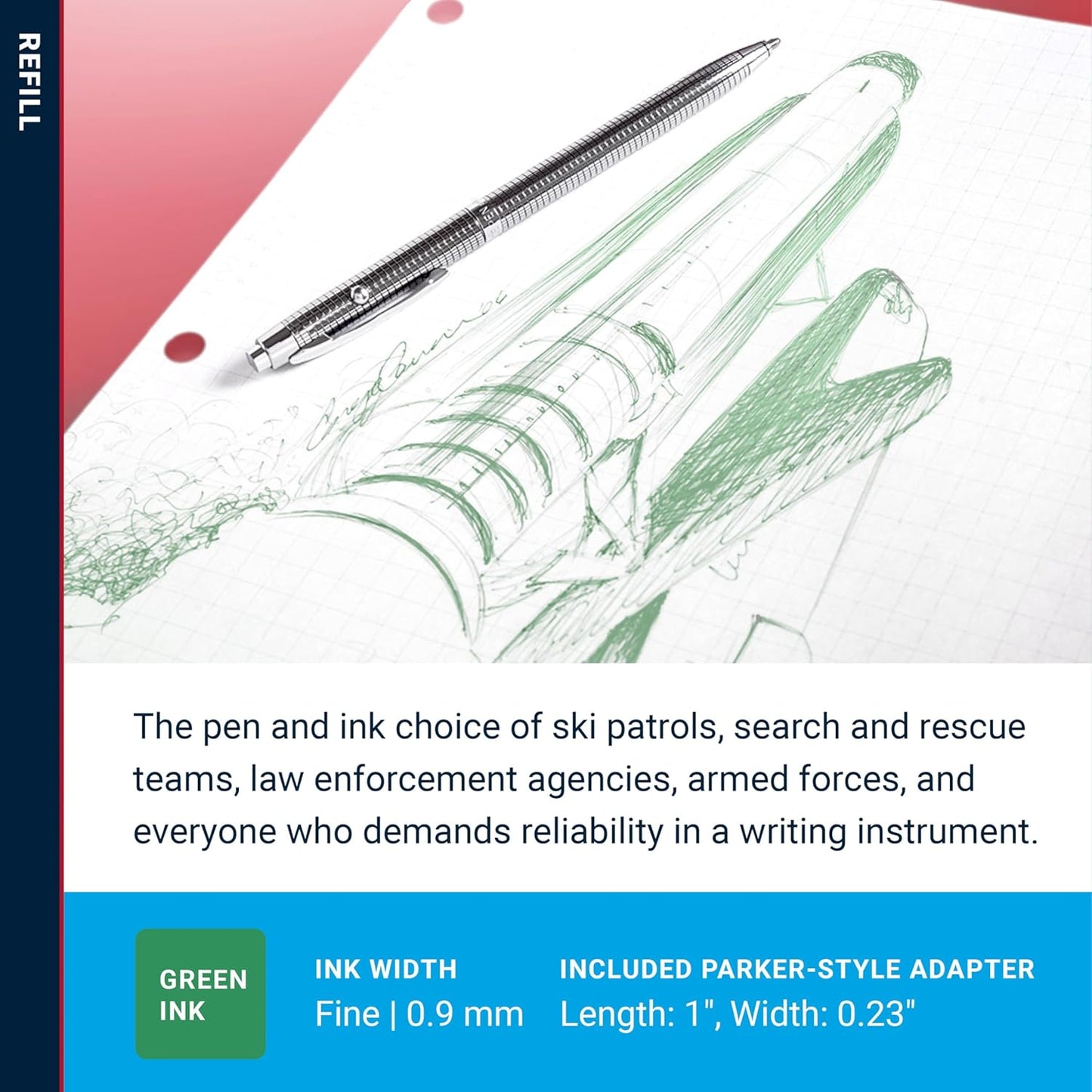 Fisher Space Pen Fine Point Pressurized Cartridge Refill, Red Ink, 2 Pack