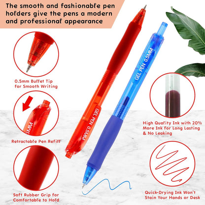 USUAL Gel Pens 0.5 mm,12 Pack Retractable Black Ink Pen Fine Point Rollerball Pens,Quick Dry Smooth Writing,No Bleed for Journaling Note Taking, Home School Office Supplies