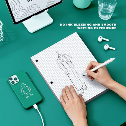 Note Pads 8 X 10.5 Loose Leaf Paper, 120Sheets, 3 Hole Punched Lined Paper, College Ruled 8 X 10.5 Notebooks, 10-1/2" X 8 Binder Writing Pads, Filler Paper For Engineering, Office, School Supplies