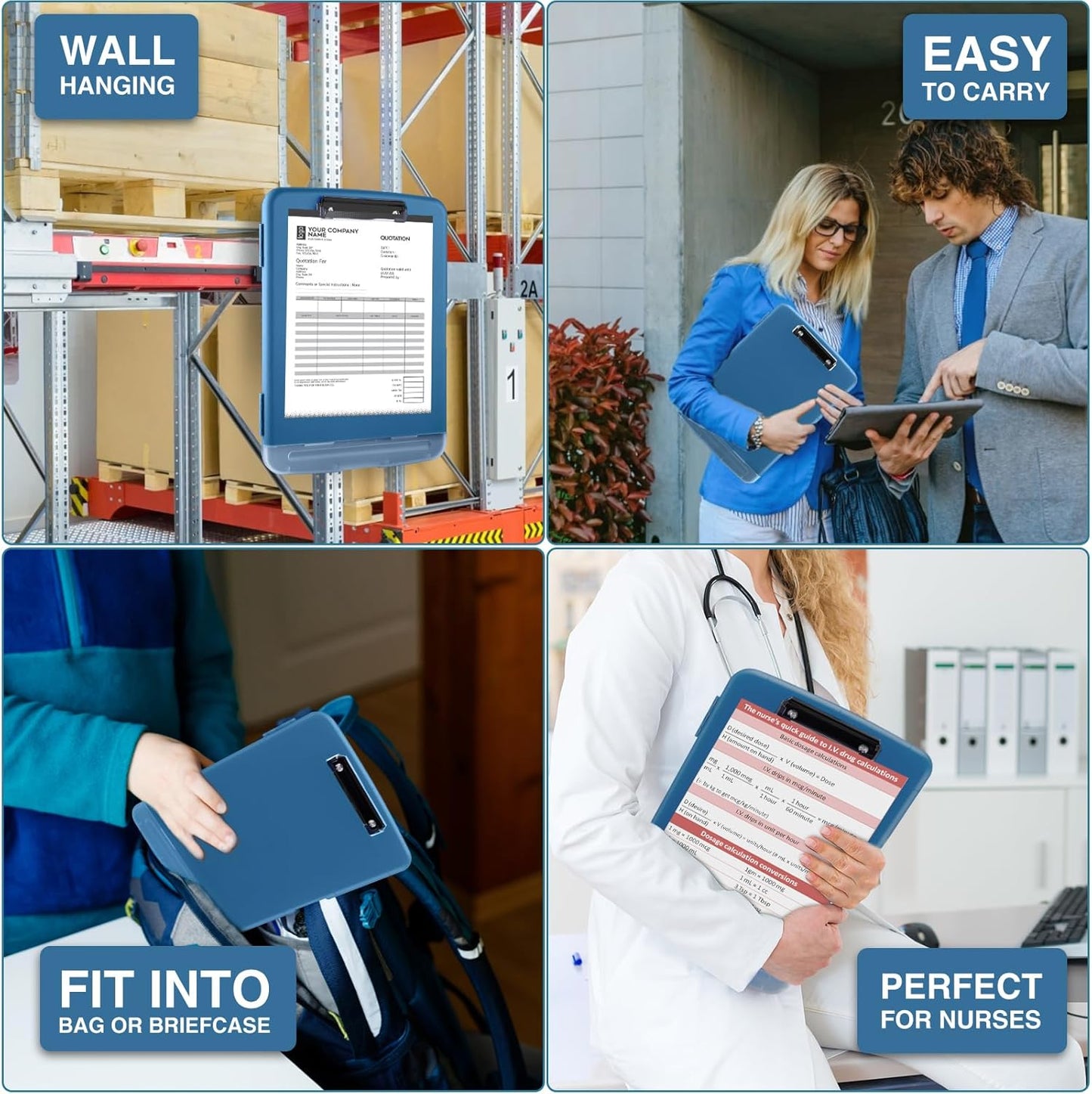 Sooez Clipboards with Storage, High Capacity Clip Boards 8.5x11 with Storage, Heavy Duty Nursing Clipboard Folder, Plastic Clipboard with Pen Holder for Women Teachers Work, School & Office Supplies