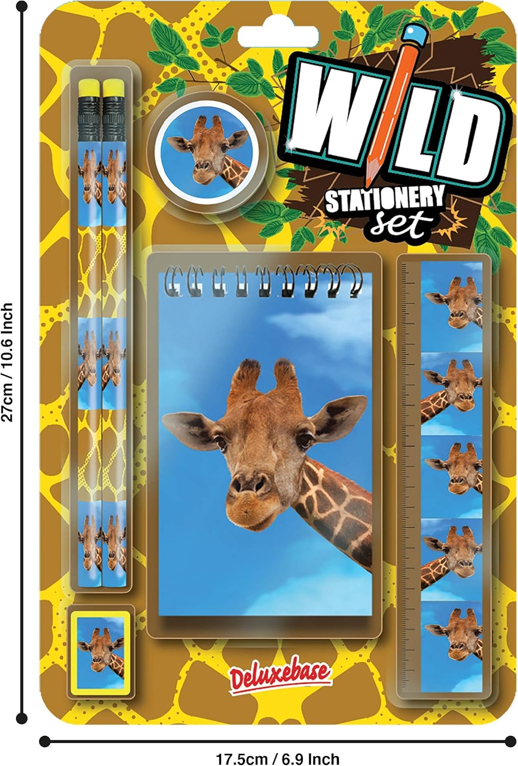 Deluxebase Wild Stationery Set - Dolphin from Animal Stationery Sets with 2 Pencils, Eraser, Pencil Sharpener, Ruler & Cute Notebook. Ideal Office Supplies, Desk Accessories & College Essentials.