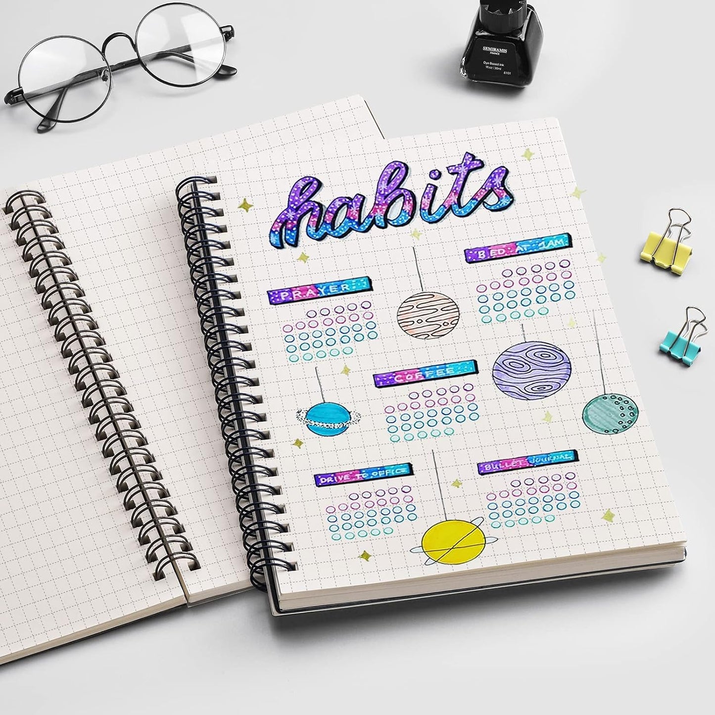 EMSHOI Dotted Journal Spiral Notebook 5.7" x 8.22" - 4 Pack 640 Pages 100gsm Thick Paper, A5 Dot Grid Notebook, Plastic Hardcover Dotted Notebook for Journaling Writing