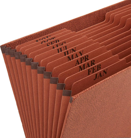 Blue Summit Heavy Duty Expanding File, Open Top, Letter Size, Monthly (Jan-Dec) Organizer, 12 Pockets