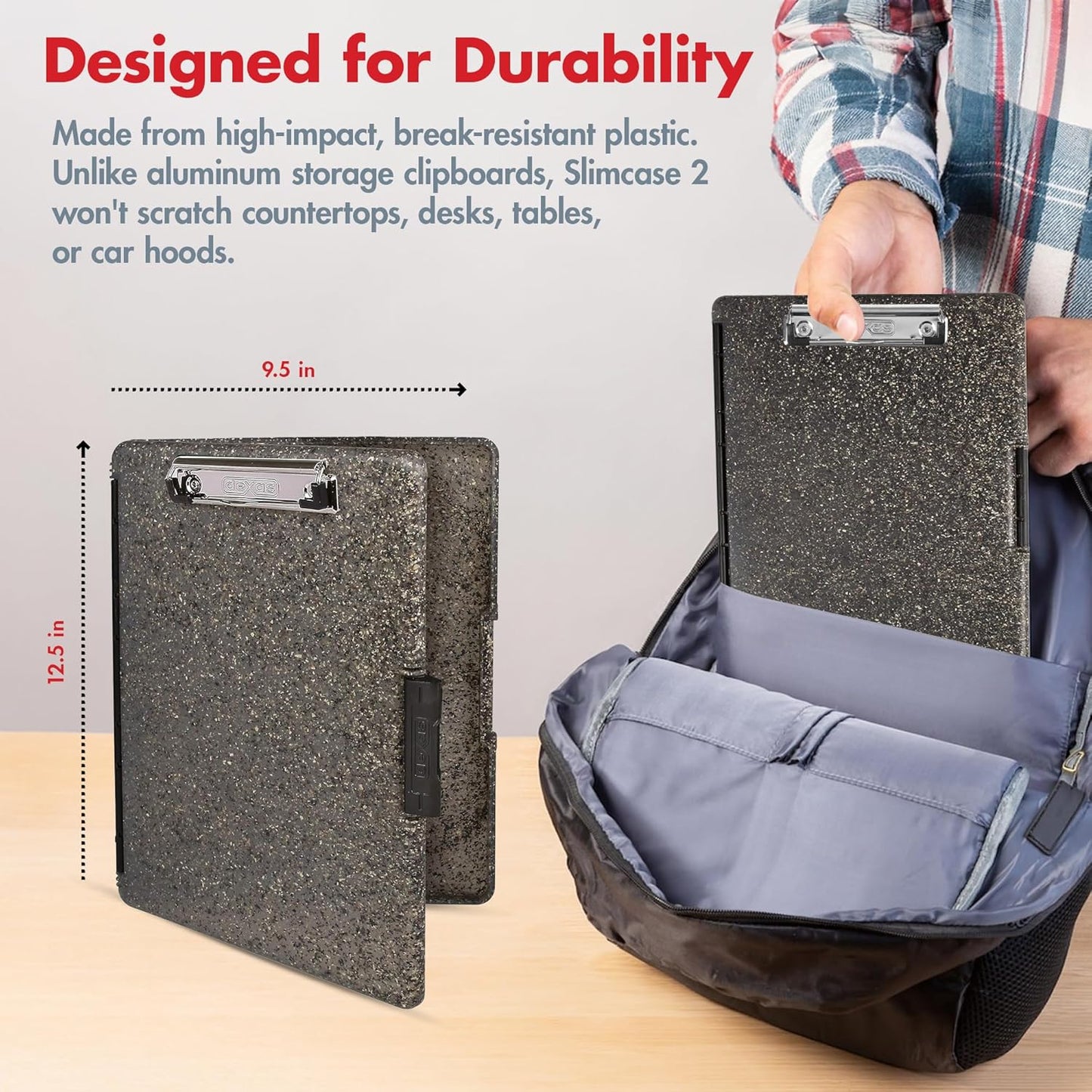 Dexas Slimcase 2 Plastic Clipboard with Storage and Side Opening, Black, Office Supplies Clipboards to Organize, Carry and Store, A4 Holder, Style and Functionality Nursing Clipboards