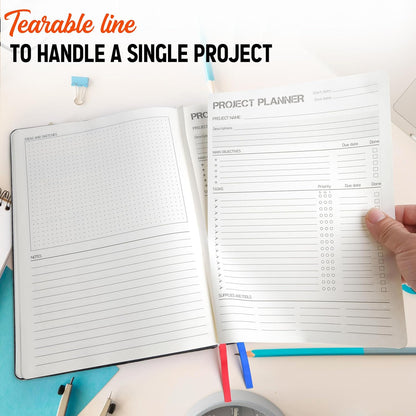 Project Planner: Management Notebooks Organizer & Work Log Book Tracker With Checklist Brainstorming for Entrepreneurs, Managers & Small Business Owners