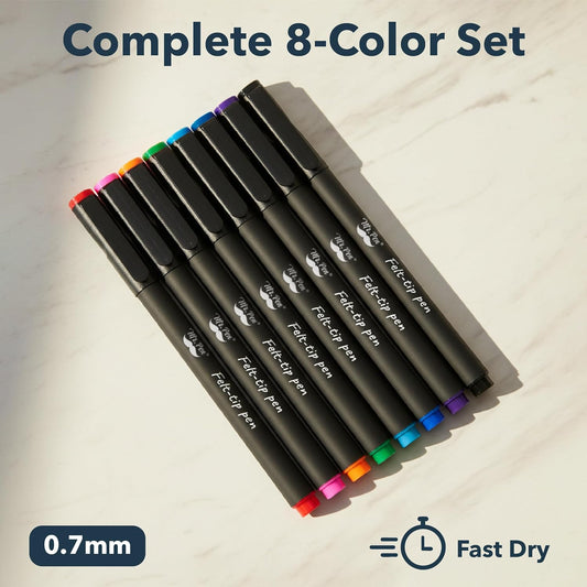 Mr. Pen- Felt Tip Pens, 8 Pack, 0.7mm, Assorted Colors, Fast Dry, Fine Felt Tip Pens For Arts & Crafts, Note-Taking, Journaling, Writing, School Supplies for Teachers & Students