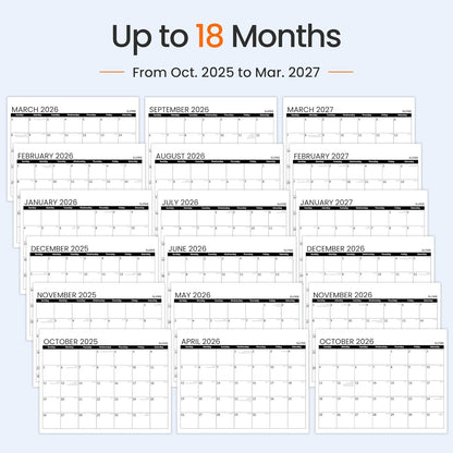 SUNEE Wall Calendar 2026 21 Months Apr. 2026 - Dec. 2027, 14.5"x11.5" Big Grid Hanging Calendar with Note for Organizing & Planning, Monthly Calendar 2026-2027 with Last Month and Next Month, White