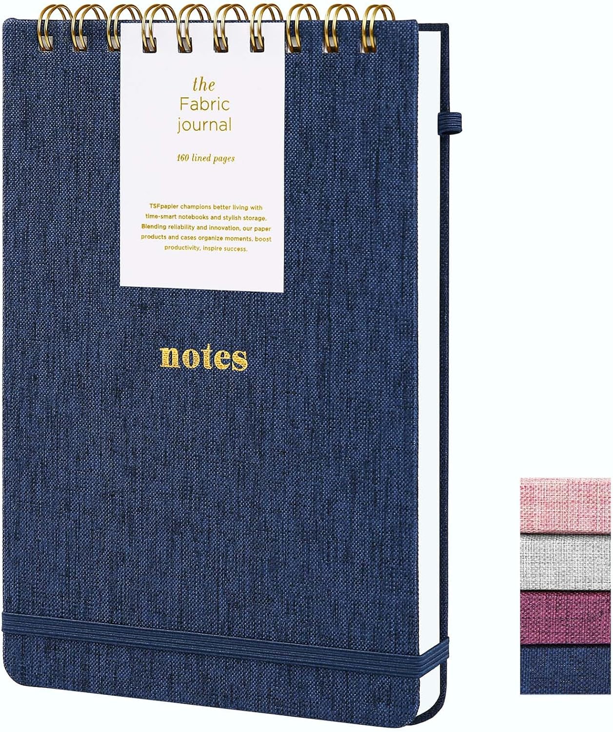 A5 Top Spiral Notebook – Hardcover Journal 160 Pages 100 GSM Thick Paper With Elastic Band & Pen Holder Steno Pads College Ruled Writing Notebooks for Work School Travel Pink